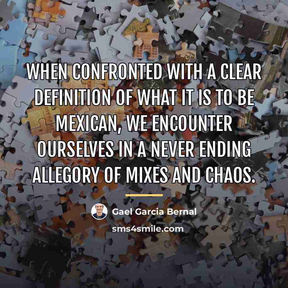 “When confronted with a clear definition of what it is…” quote by Gael Garcia Bernal