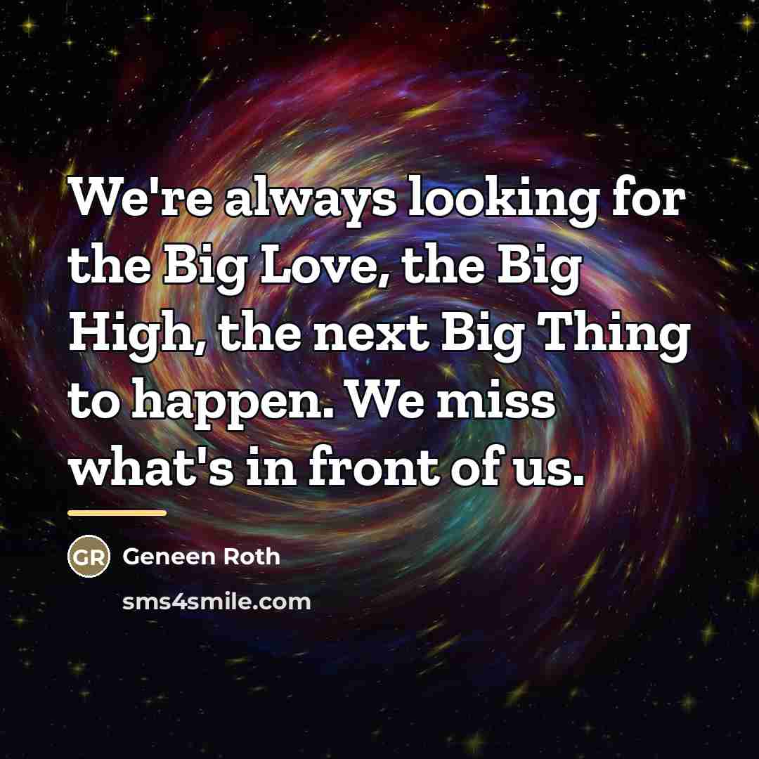 “We're always looking for the Big Love, the Big High,…” quote by Geneen Roth