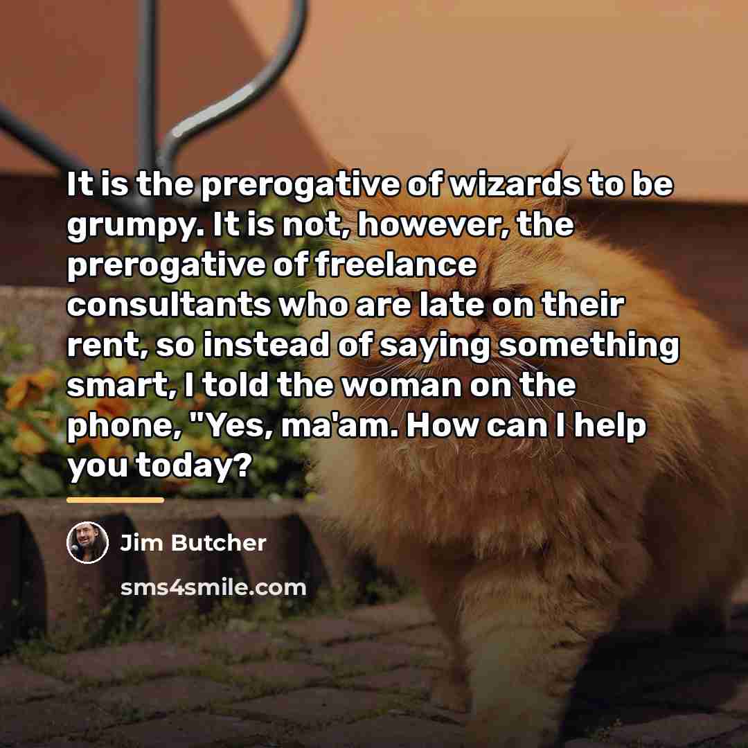 “It is the prerogative of wizards to be grumpy. It…” quote by Jim Butcher