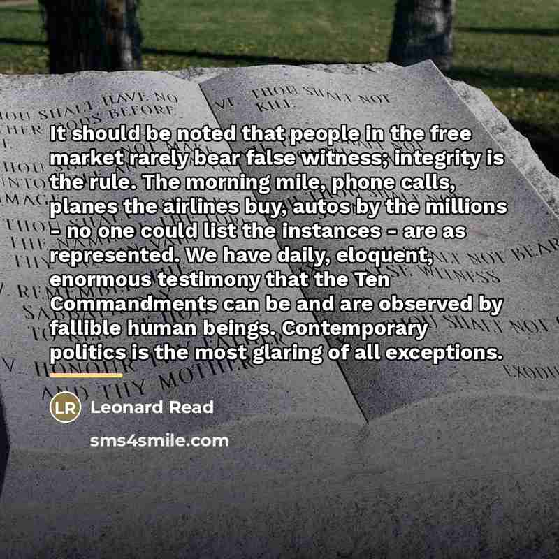 “It should be noted that people in the free market…” quote by Leonard Read