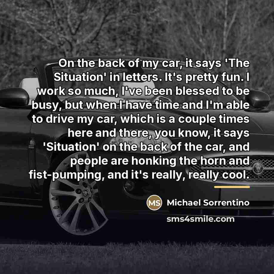 “On the back of my car, it says 'The Situation'…” quote by Michael Sorrentino