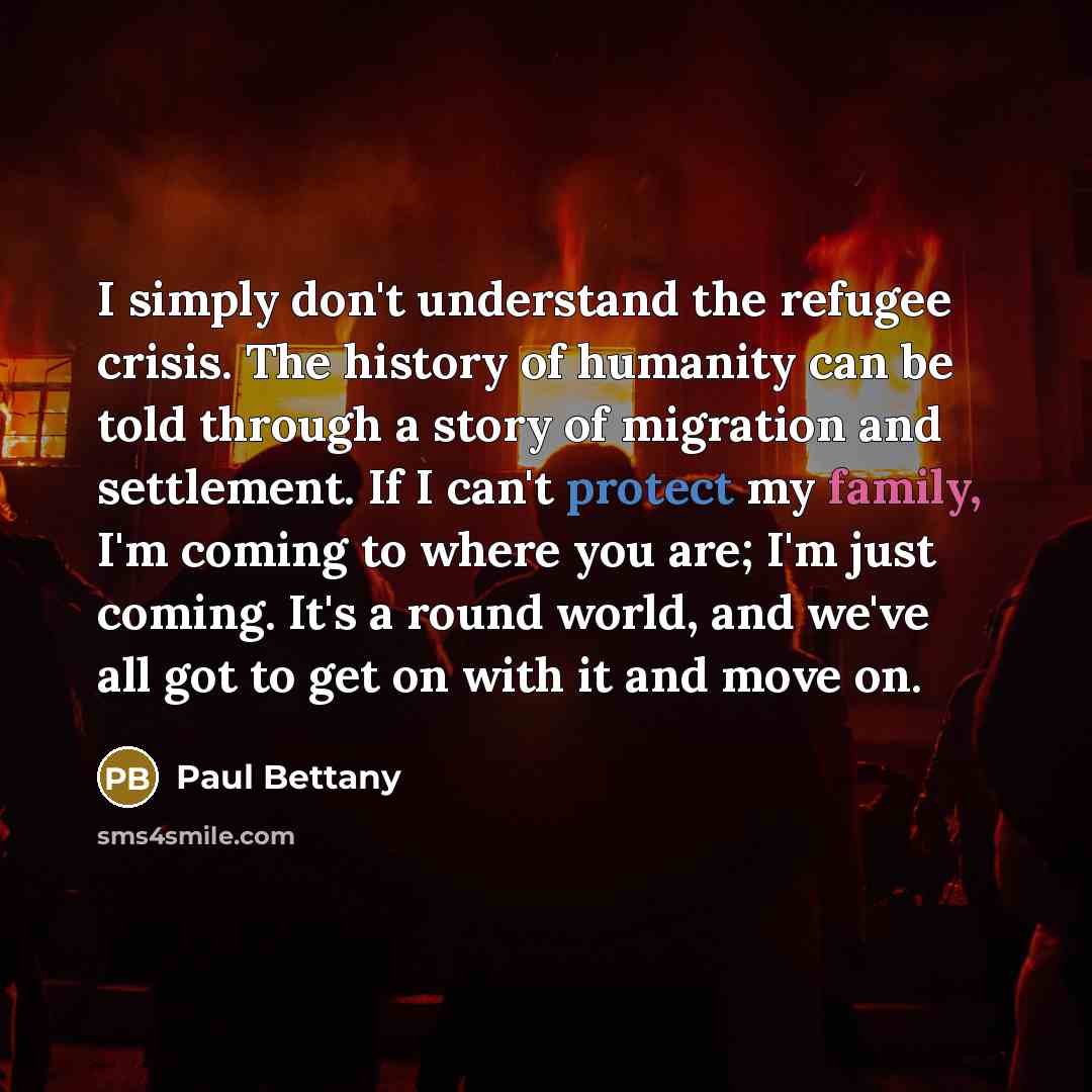 “I simply don't understand the refugee crisis. The history of…” quote by Paul Bettany