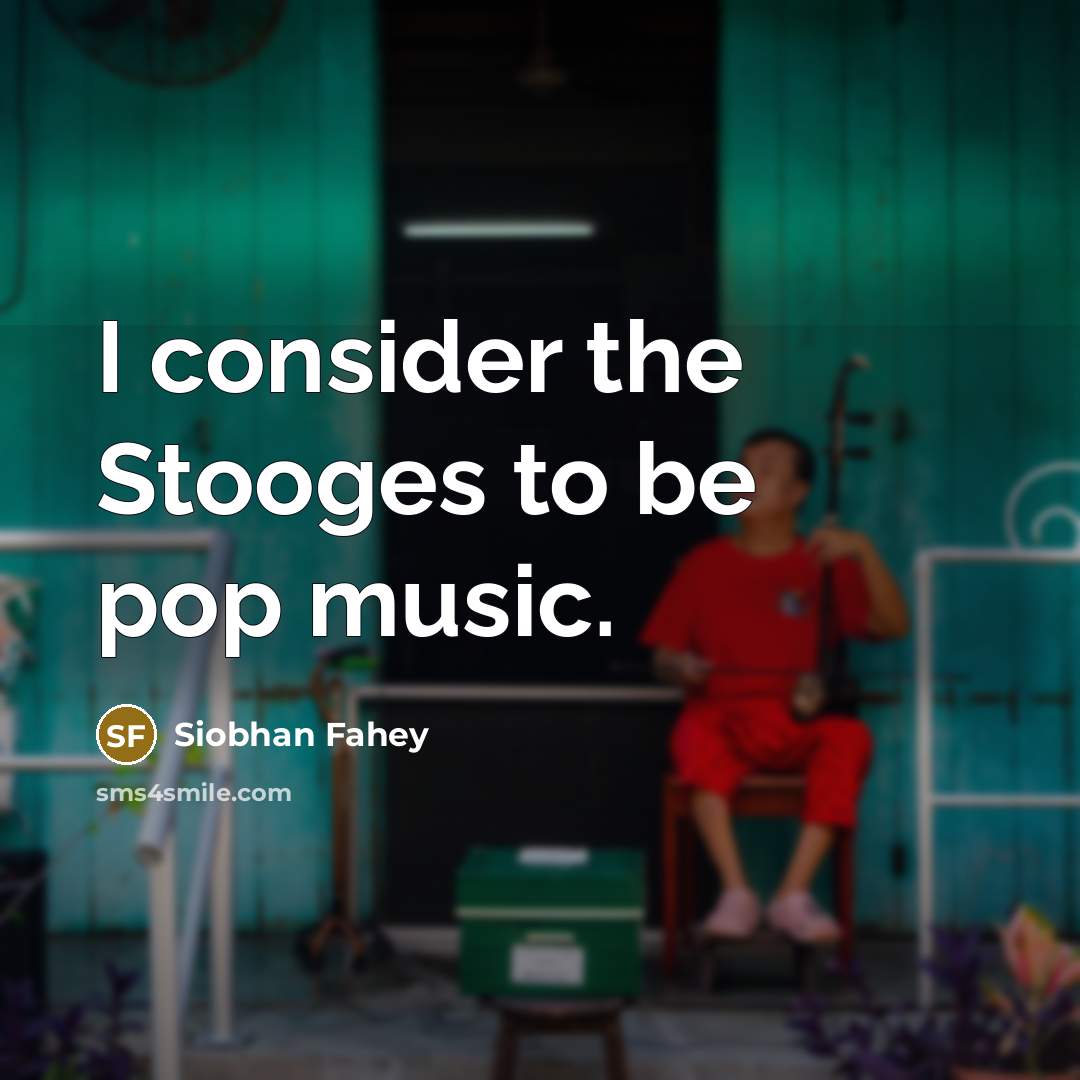 “I consider the Stooges to be pop music.…” quote by Siobhan Fahey