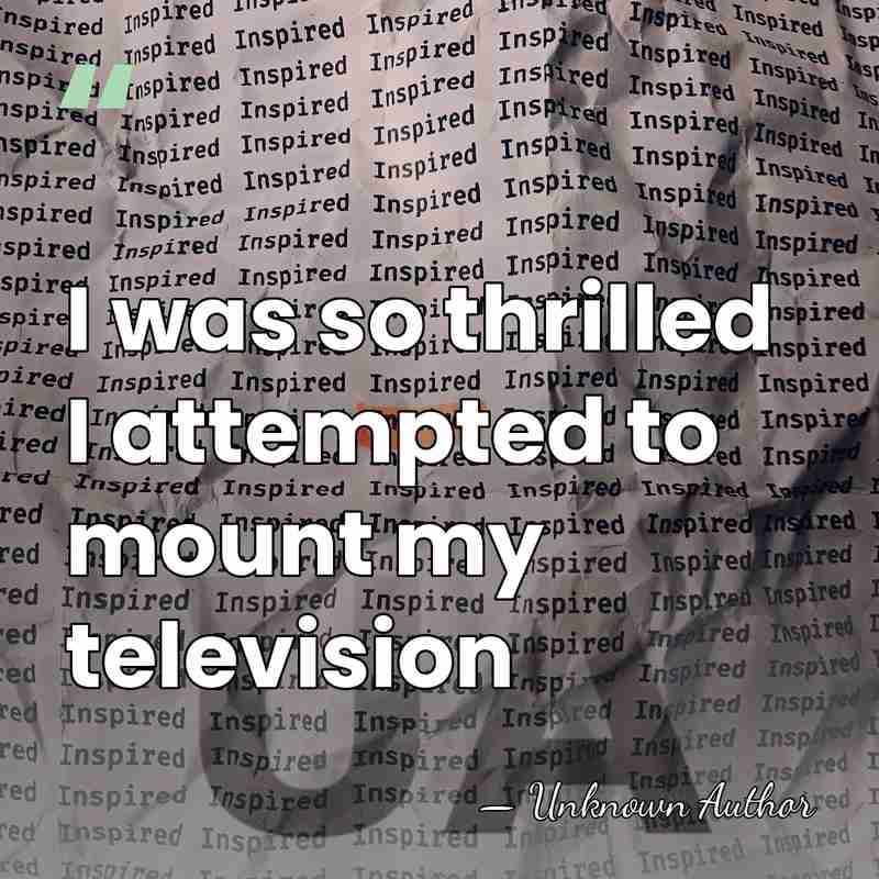 I was so thrilled I attempted to mount my television - Unknown Author