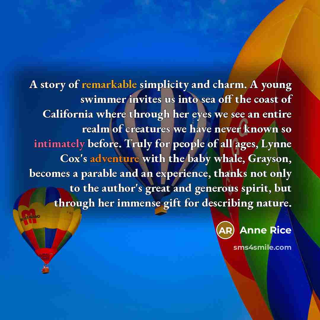 “A story of remarkable simplicity and charm. A young swimmer…” quote by Anne Rice