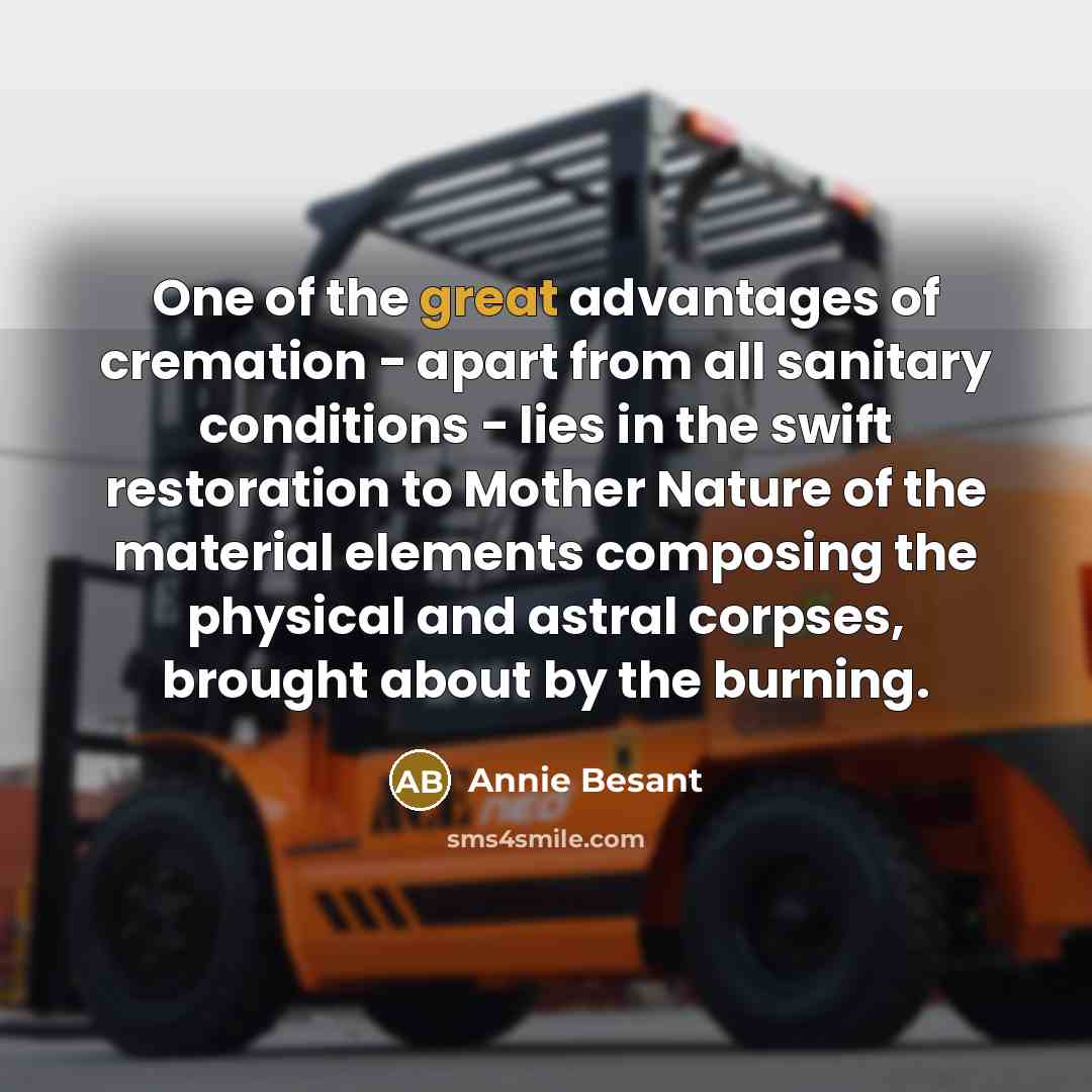 “One of the great advantages of cremation - apart from…” quote by Annie Besant