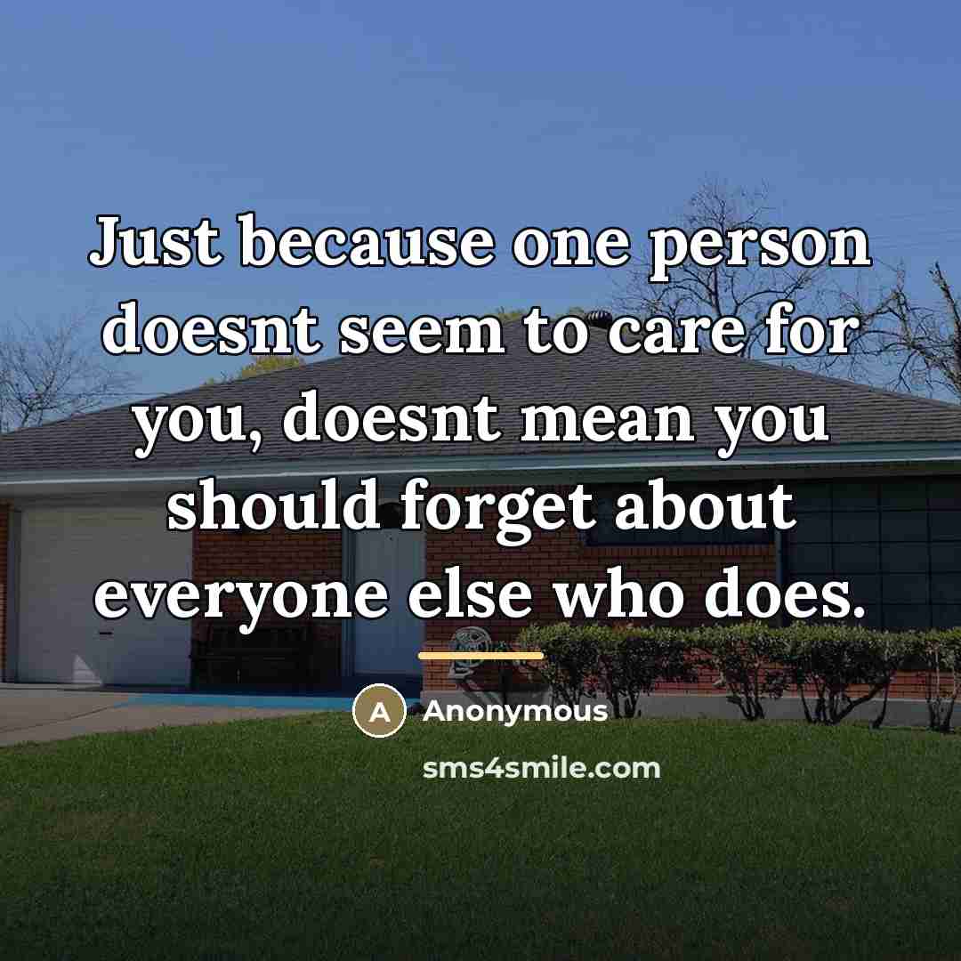 “Just because one person doesnt seem to care for you,…” quote by Anonymous