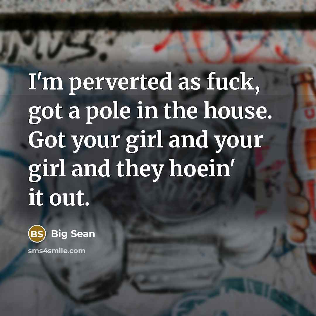 “I'm perverted as fuck, got a pole in the house.…” quote by Big Sean