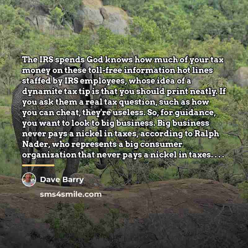 “The IRS spends God knows how much of your tax…” quote by Dave Barry