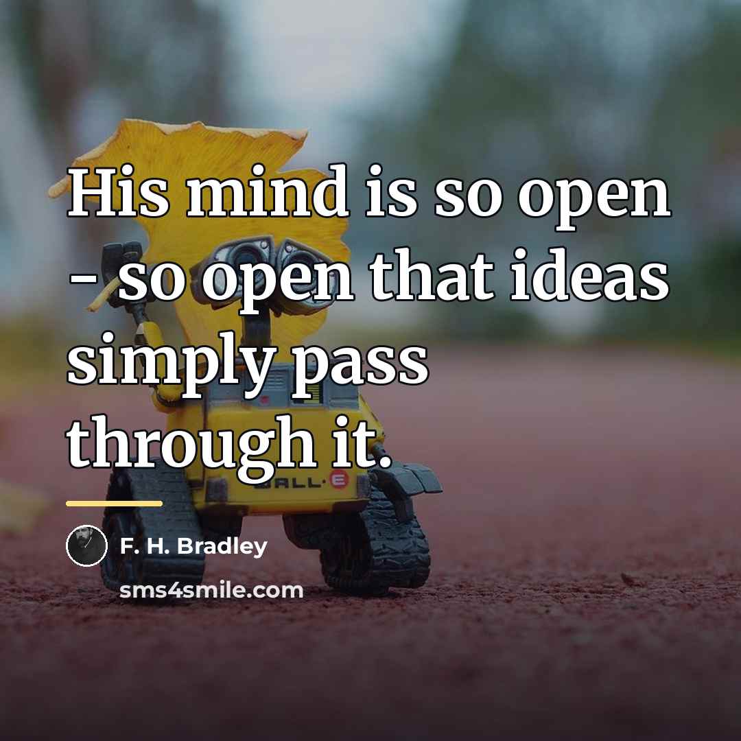 “His mind is so open - so open that ideas…” quote by F. H. Bradley