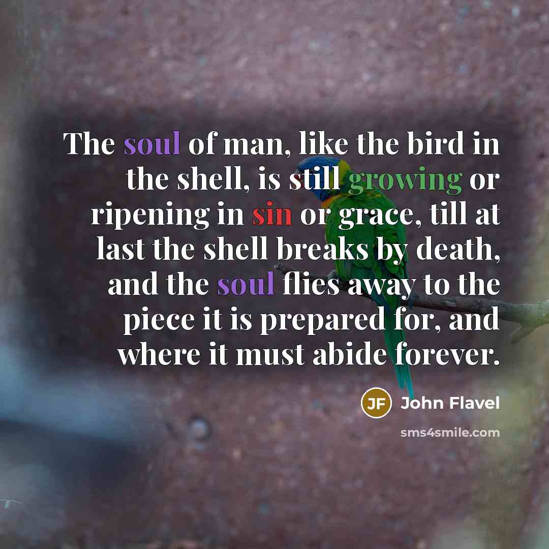 “The soul of man, like the bird in the shell,…” quote by John Flavel