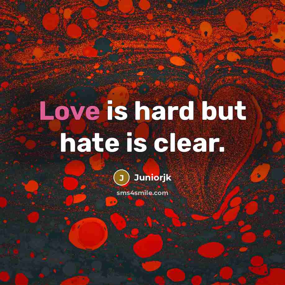 “Love is hard but hate is clear.…” quote by Juniorjk