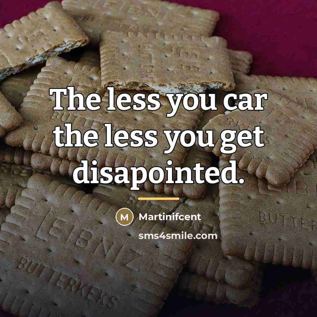 “The less you car the less you get disapointed.…” quote by Martinifcent
