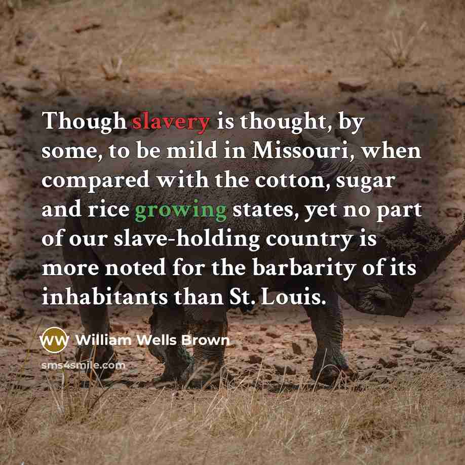 “Though slavery is thought, by some, to be mild in…” quote by William Wells Brown