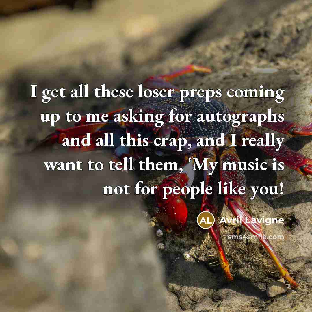 “I get all these loser preps coming up to me…” quote by Avril Lavigne