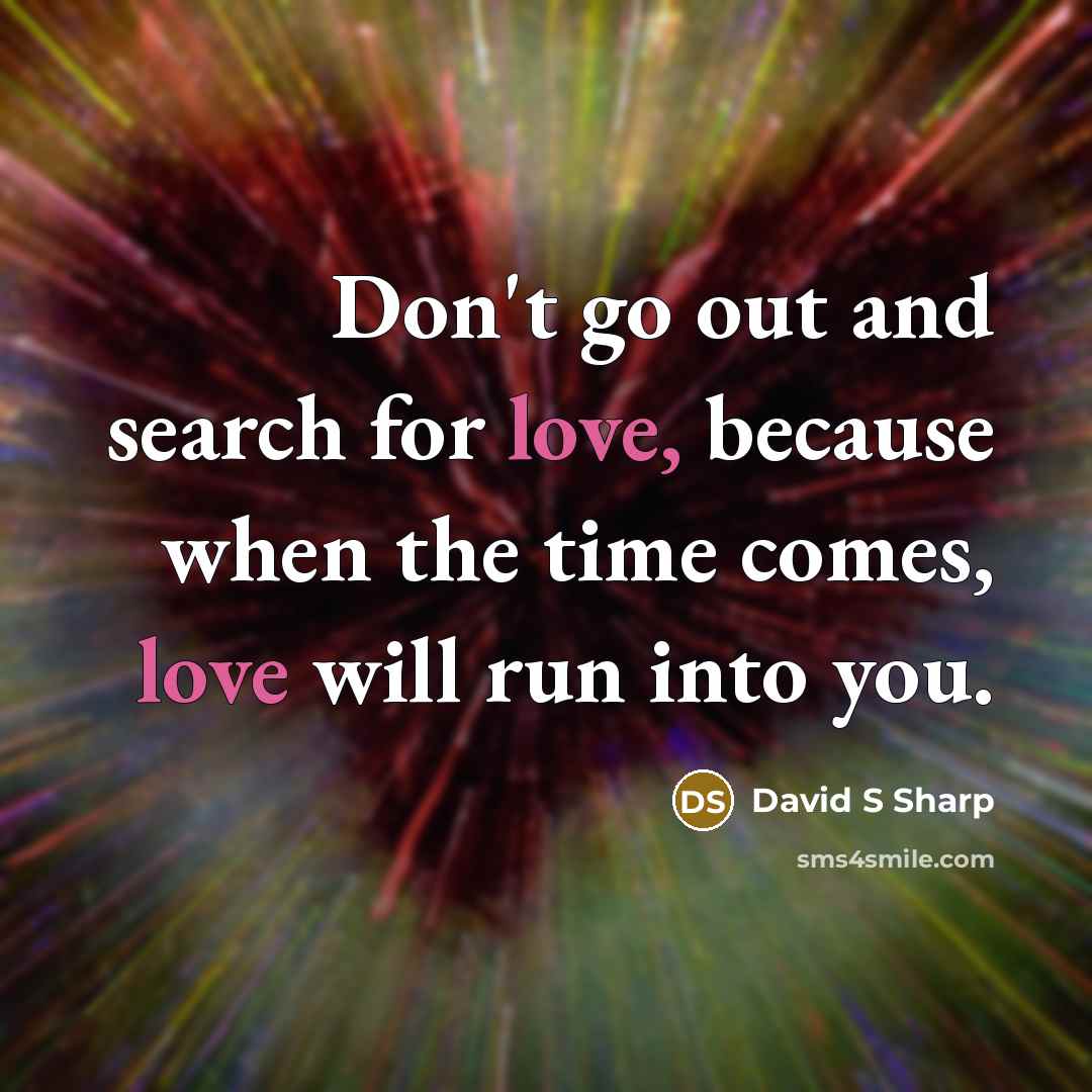 “Don't go out and search for love, because when the…” quote by David S Sharp