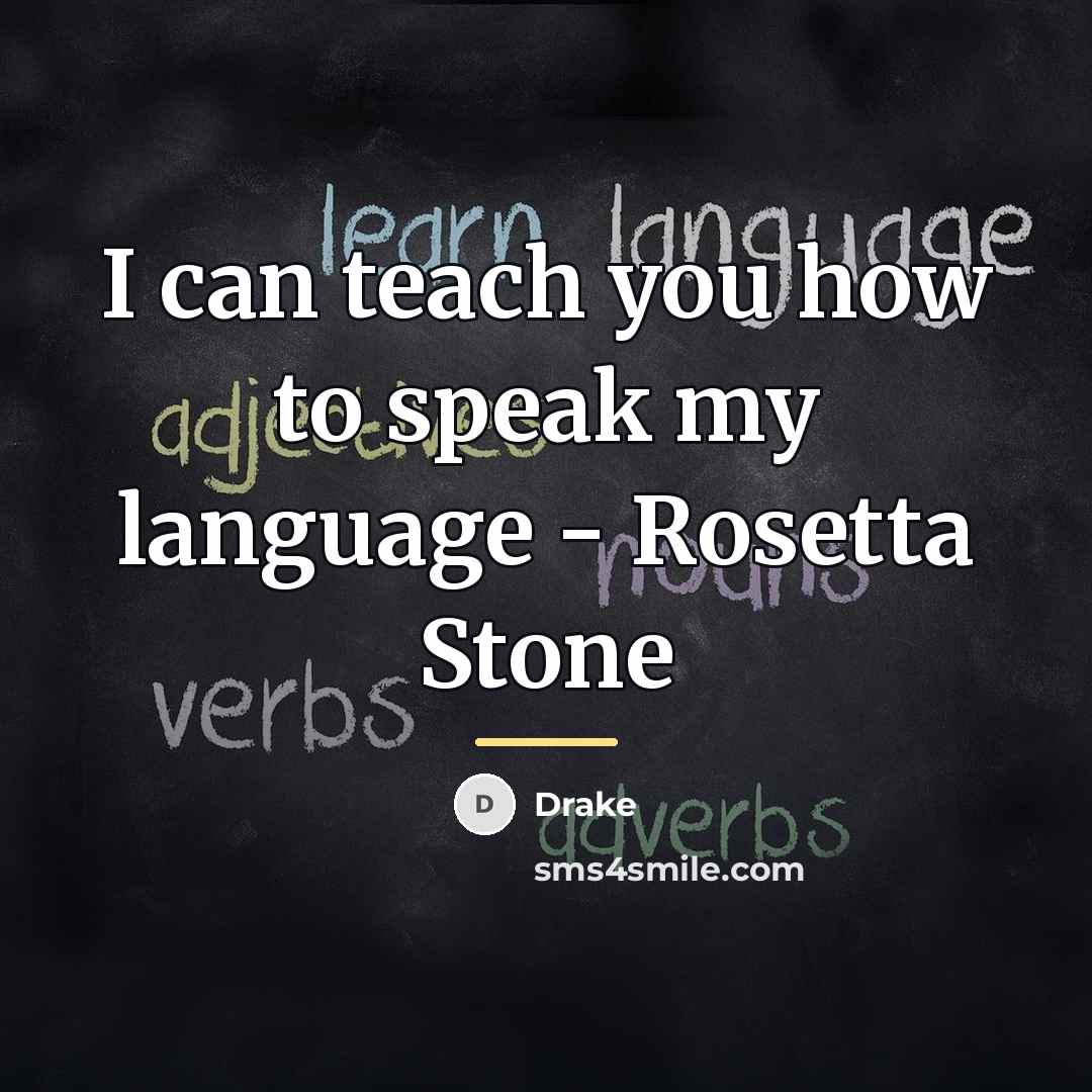 “I can teach you how to speak my language -…” quote by Drake