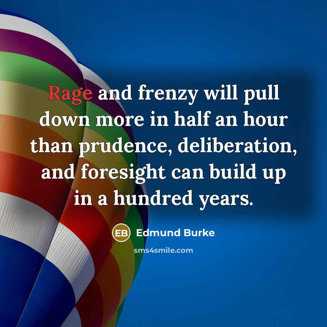“Rage and frenzy will pull down more in half an…” quote by Edmund Burke