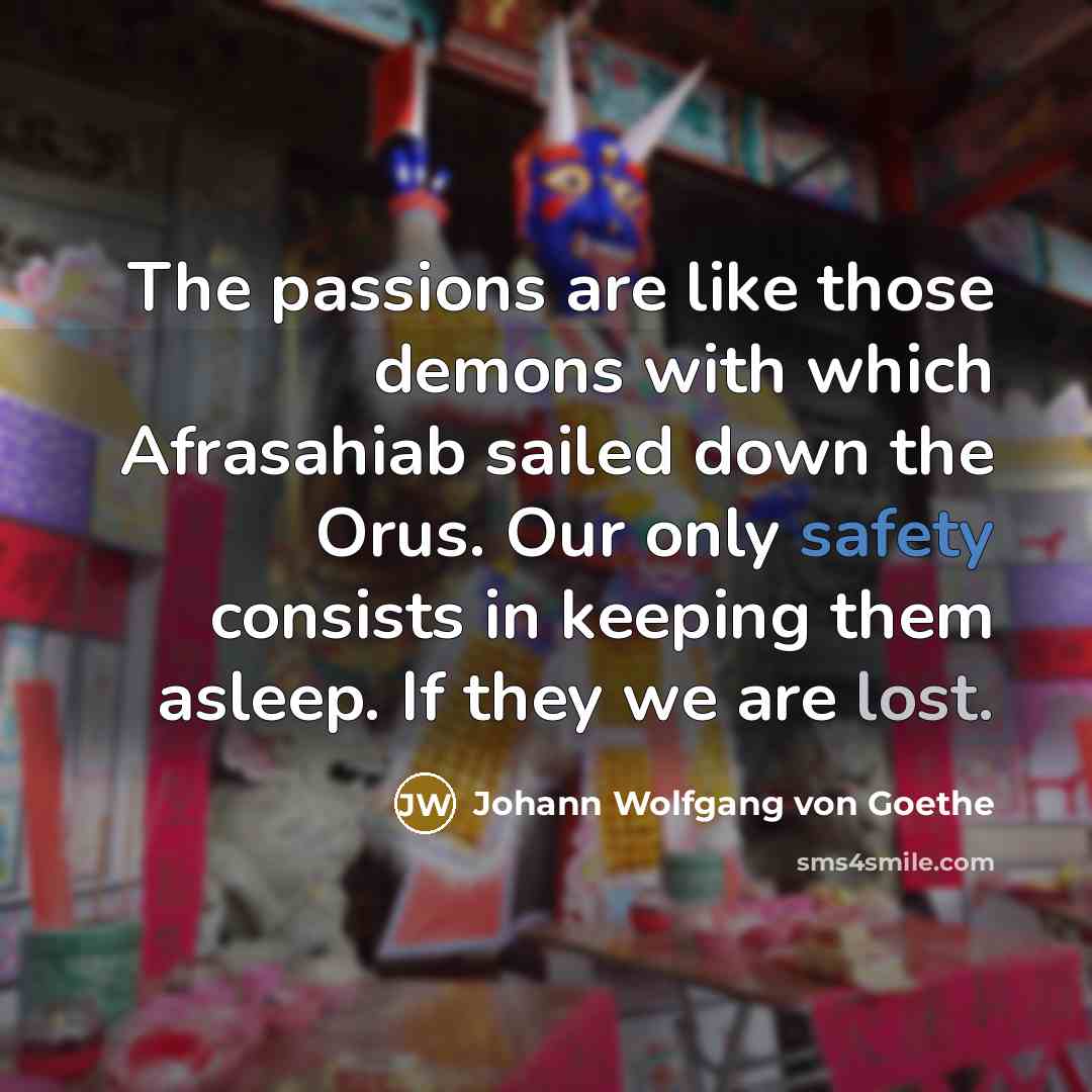 “The passions are like those demons with which Afrasahiab sailed…” quote by Johann Wolfgang von Goethe