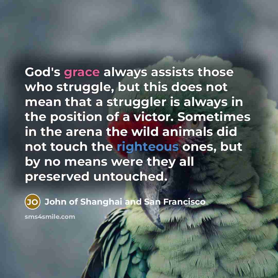 “God's grace always assists those who struggle, but this does…” quote by John of Shanghai and San Francisco