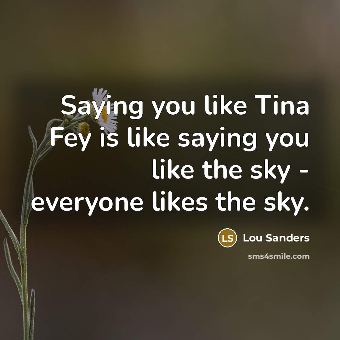 “Saying you like Tina Fey is like saying you like…” quote by Lou Sanders