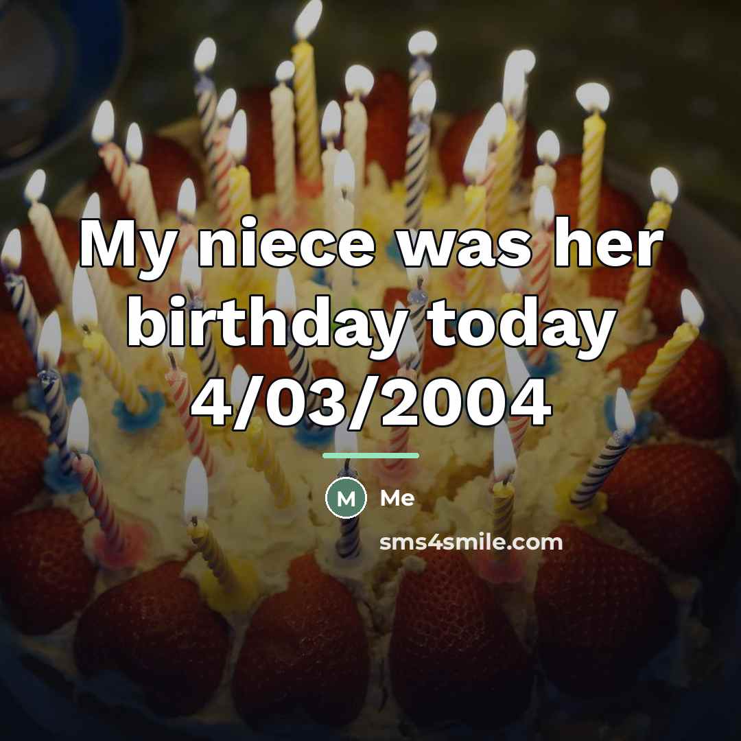 “My niece was her birthday today 4/03/2004…” quote by ME