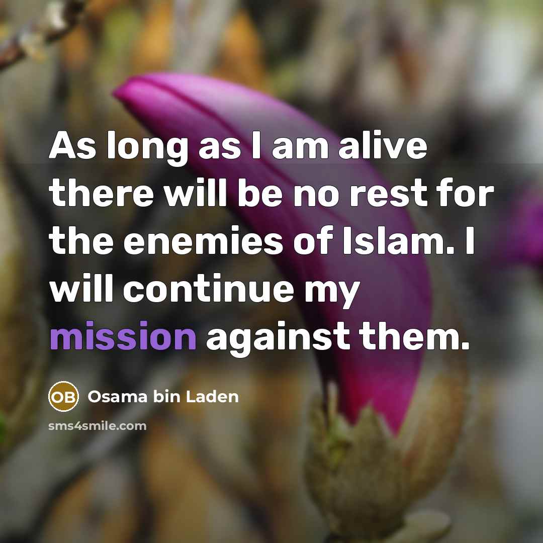 “As long as I am alive there will be no…” quote by Osama bin Laden