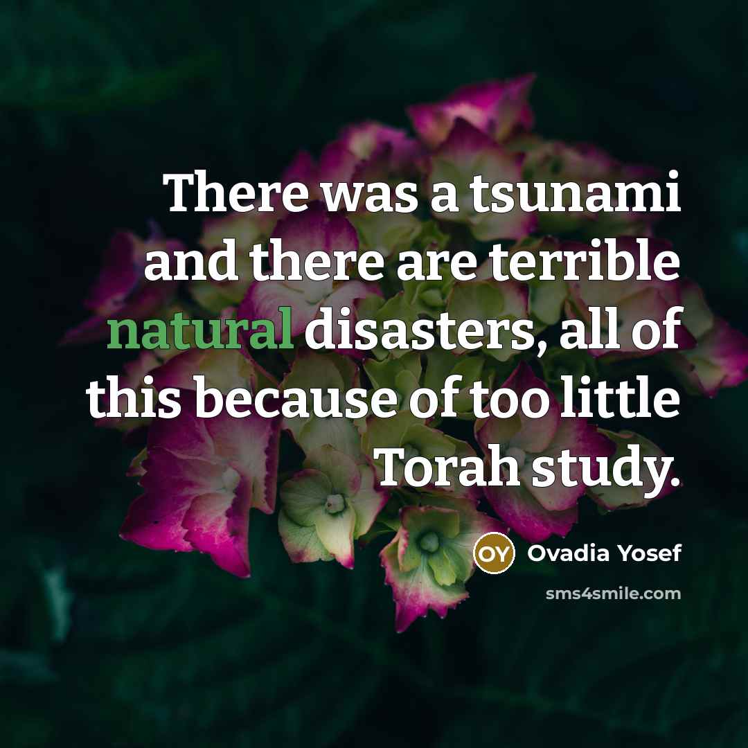 “There was a tsunami and there are terrible natural disasters,…” quote by Ovadia Yosef