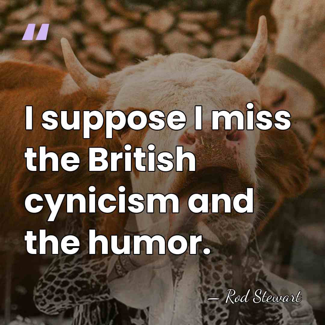 I suppose I miss the British cynicism and the humor. - Rod Stewart