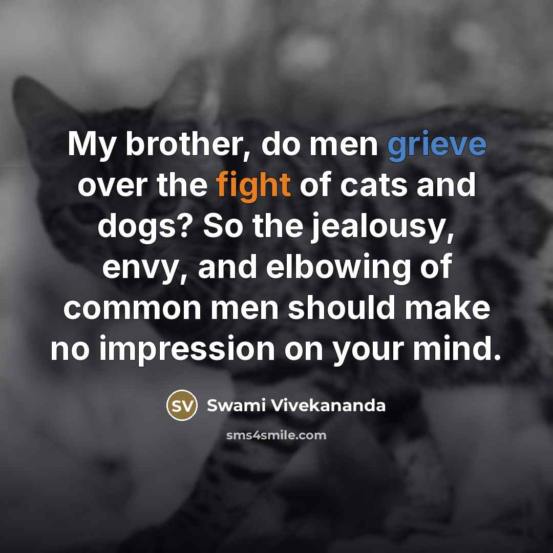 “My brother, do men grieve over the fight of cats…” quote by Swami Vivekananda