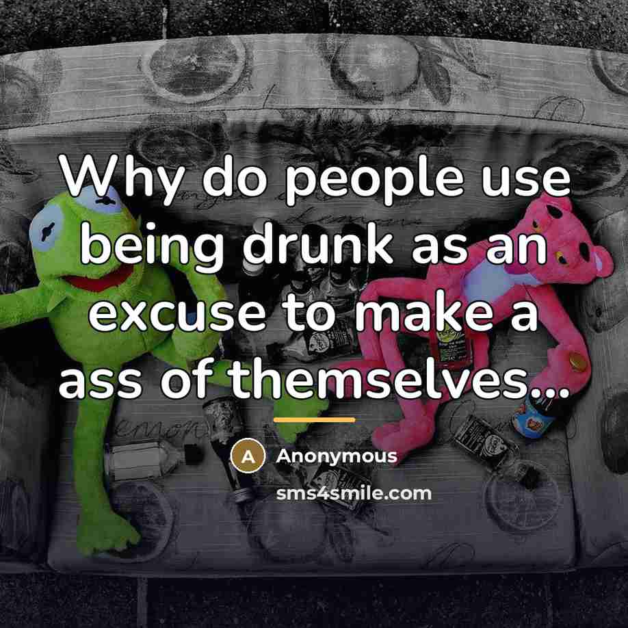 “Why do people use being drunk as an excuse to…” quote by Anonymous