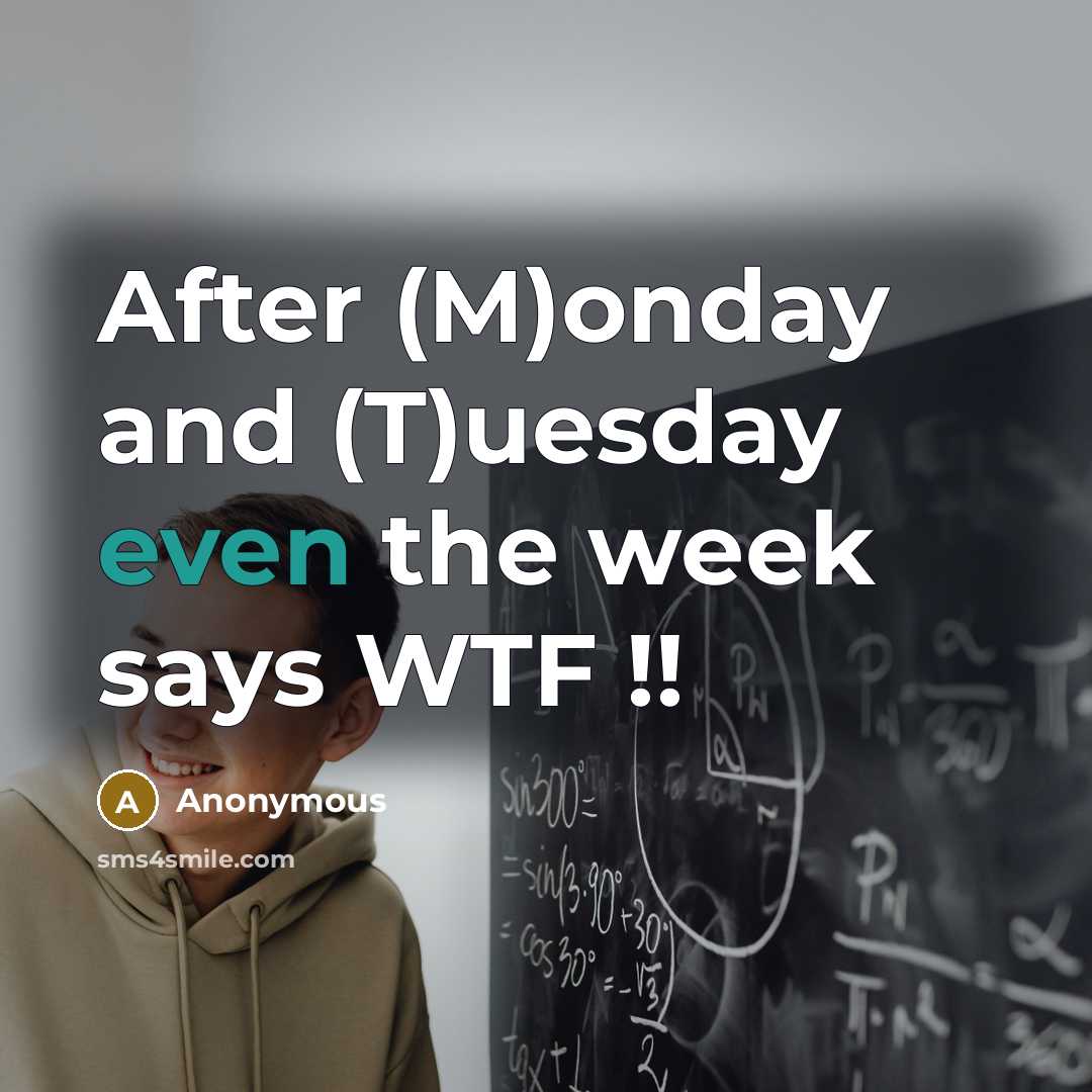 “After (M)onday and (T)uesday even the week says WTF !!…” quote by Anonymous