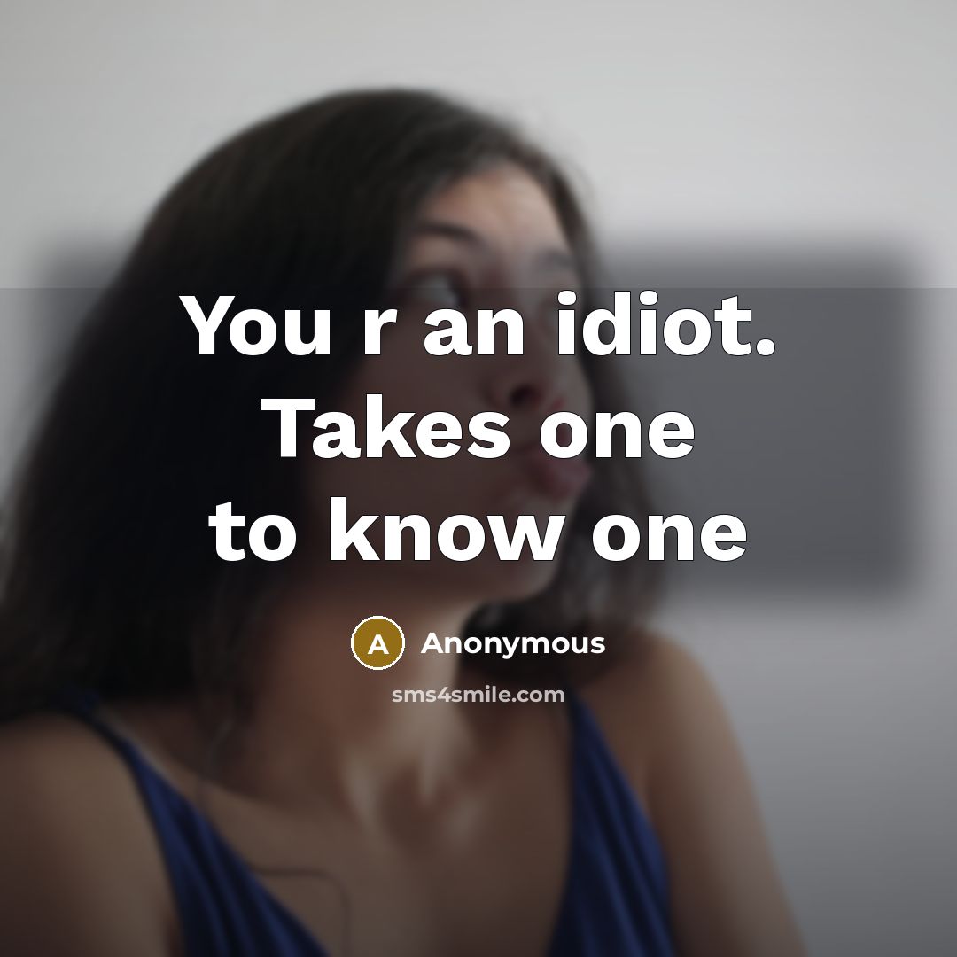 “You r an idiot. Takes one to know one…” quote by Anonymous