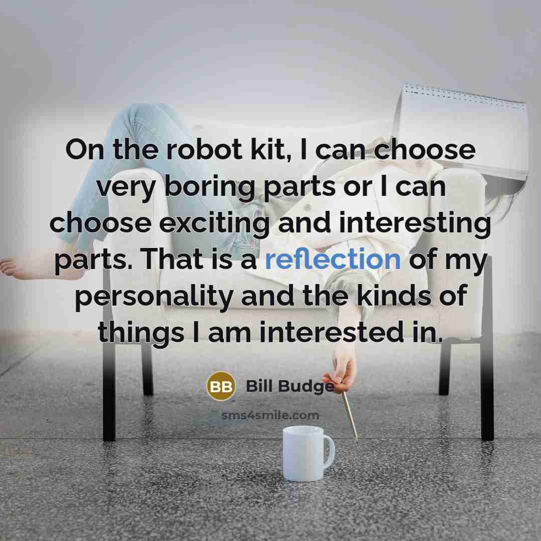 “On the robot kit, I can choose very boring parts…” quote by Bill Budge