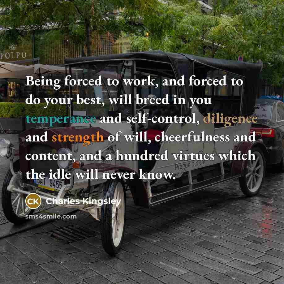 “Being forced to work, and forced to do your best,…” quote by Charles Kingsley