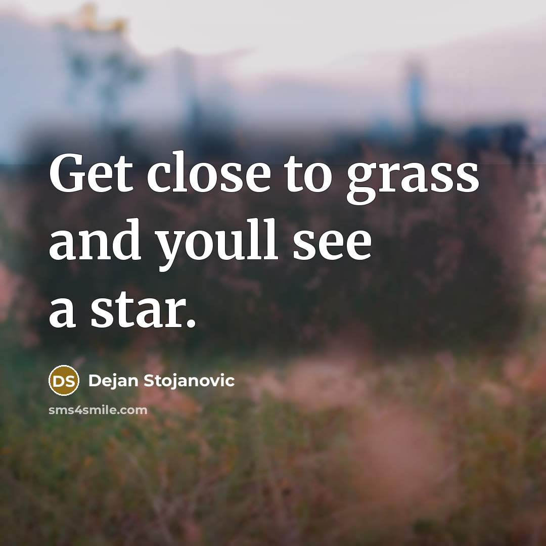“Get close to grass and youll see a star.…” quote by Dejan Stojanovic