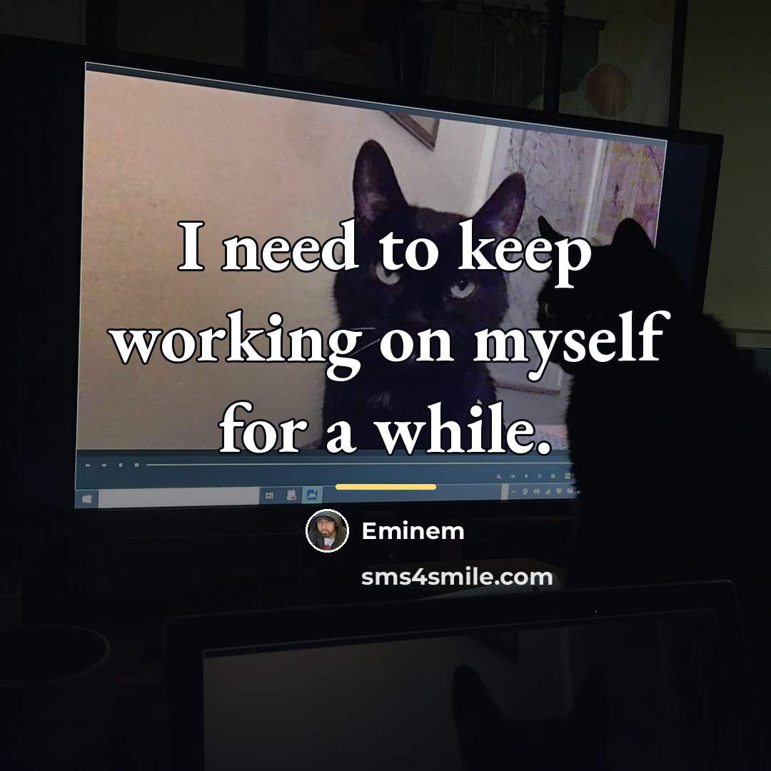 “I need to keep working on myself for a while.…” quote by Eminem