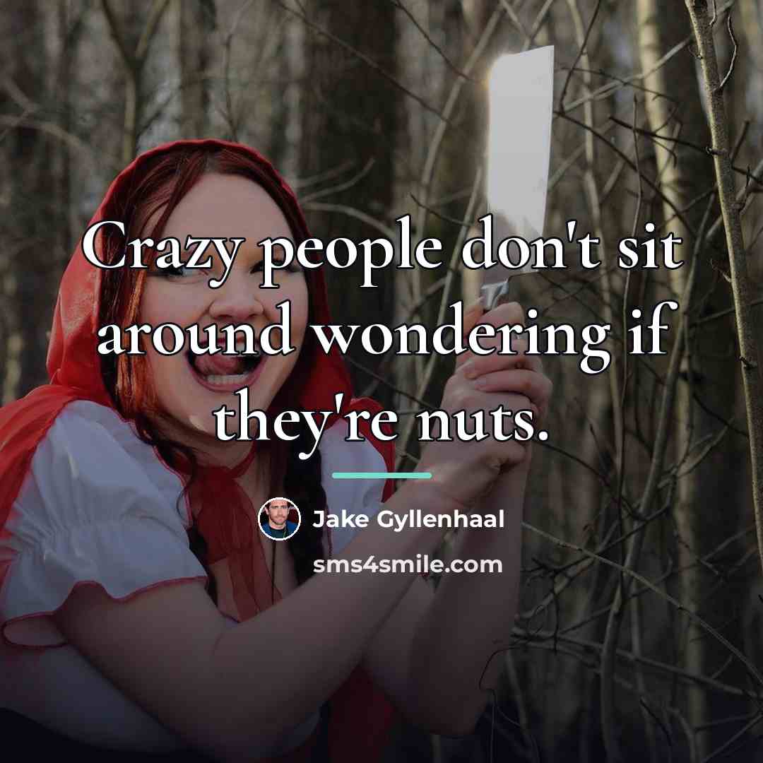 “Crazy people don't sit around wondering if they're nuts.…” quote by Jake Gyllenhaal