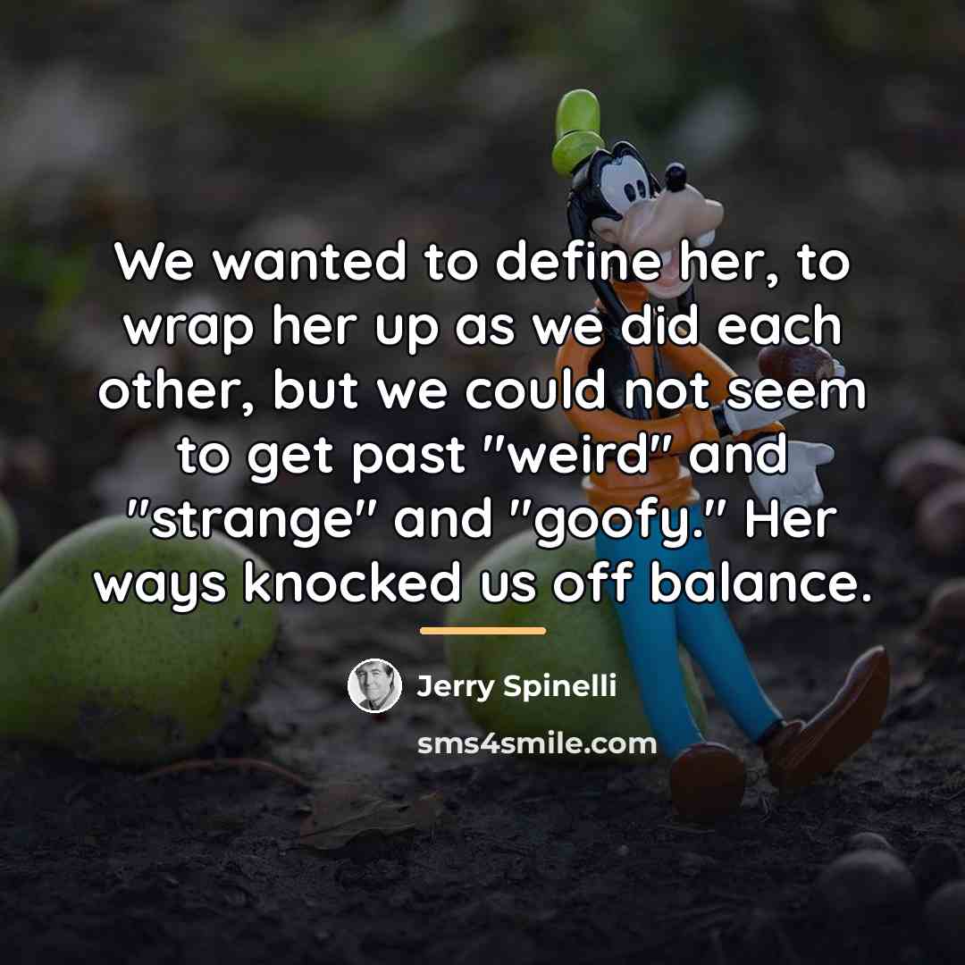 “We wanted to define her, to wrap her up as…” quote by Jerry Spinelli