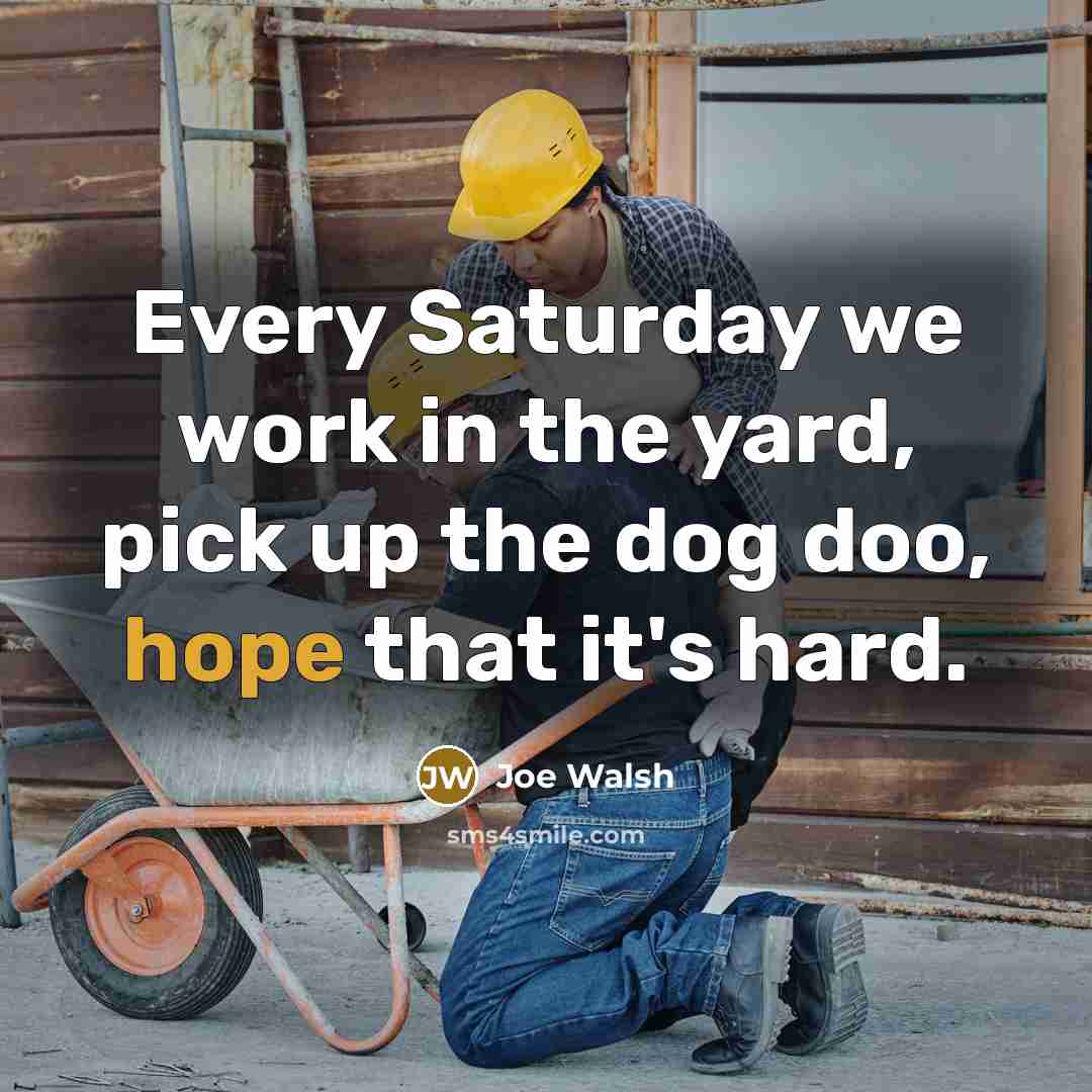 “Every Saturday we work in the yard, pick up the…” quote by Joe Walsh