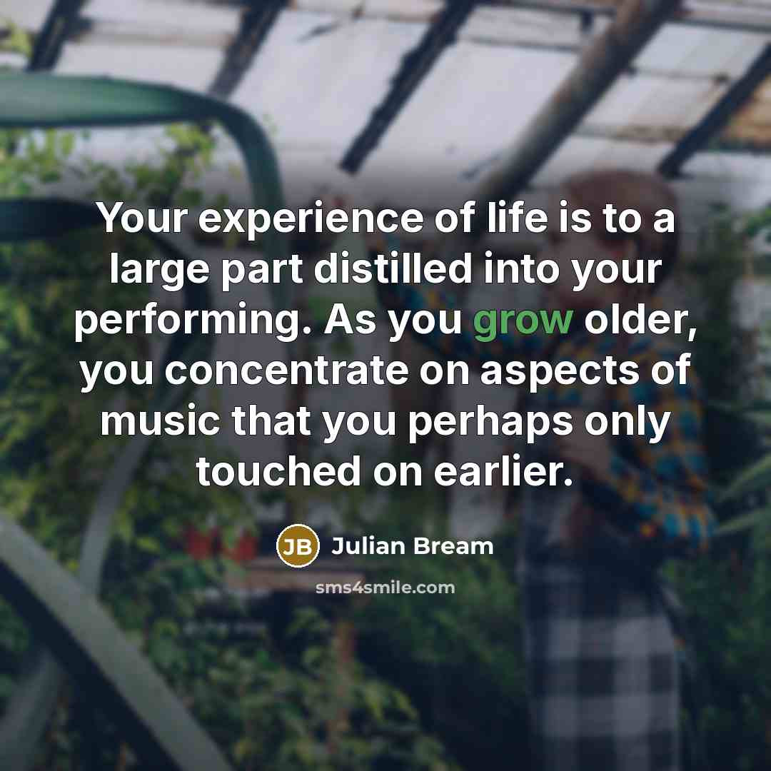 “Your experience of life is to a large part distilled…” quote by Julian Bream