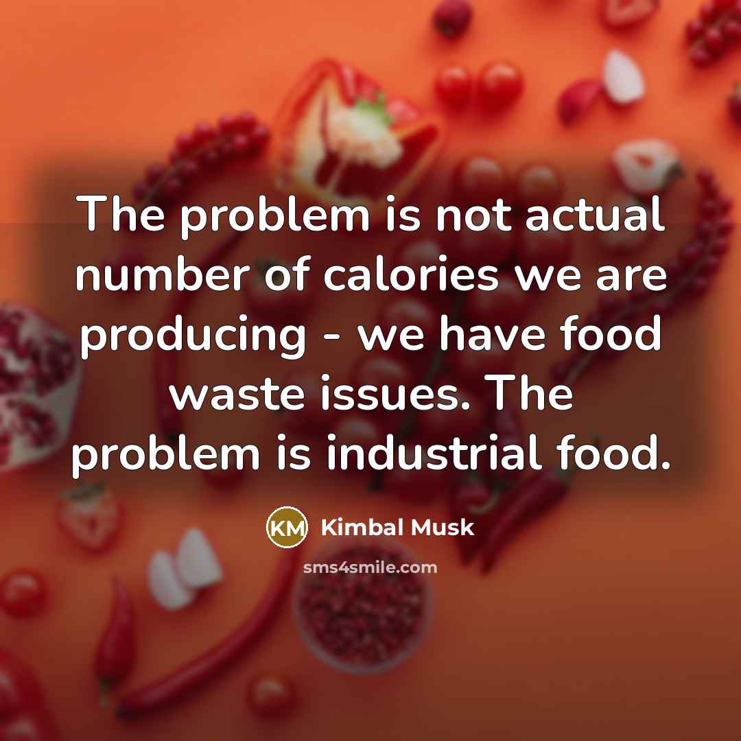“The problem is not actual number of calories we are…” quote by Kimbal Musk