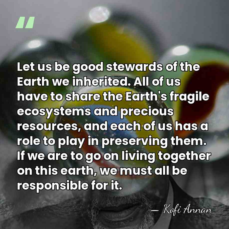 Let us be good stewards of the Earth we inherited. All of&hellip; - Kofi Annan