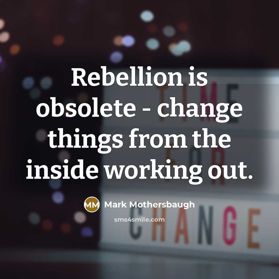 “Rebellion is obsolete - change things from the inside working…” quote by Mark Mothersbaugh