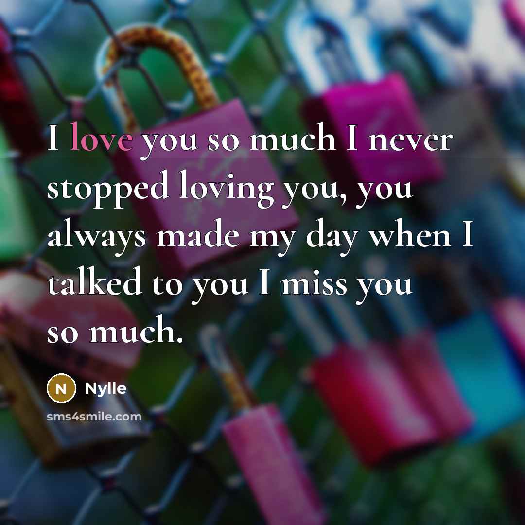 “I love you so much I never stopped loving you,…” quote by Nylle