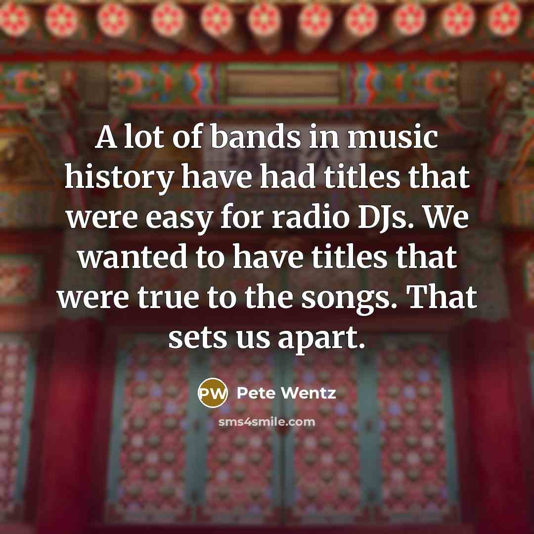 “A lot of bands in music history have had titles…” quote by Pete Wentz