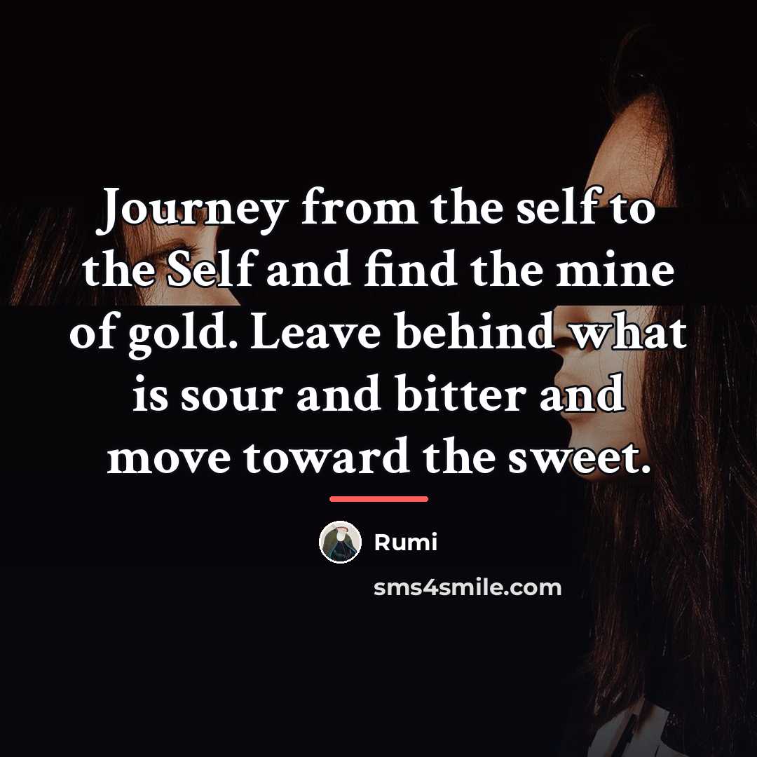 “Journey from the self to the Self and find the…” quote by Rumi