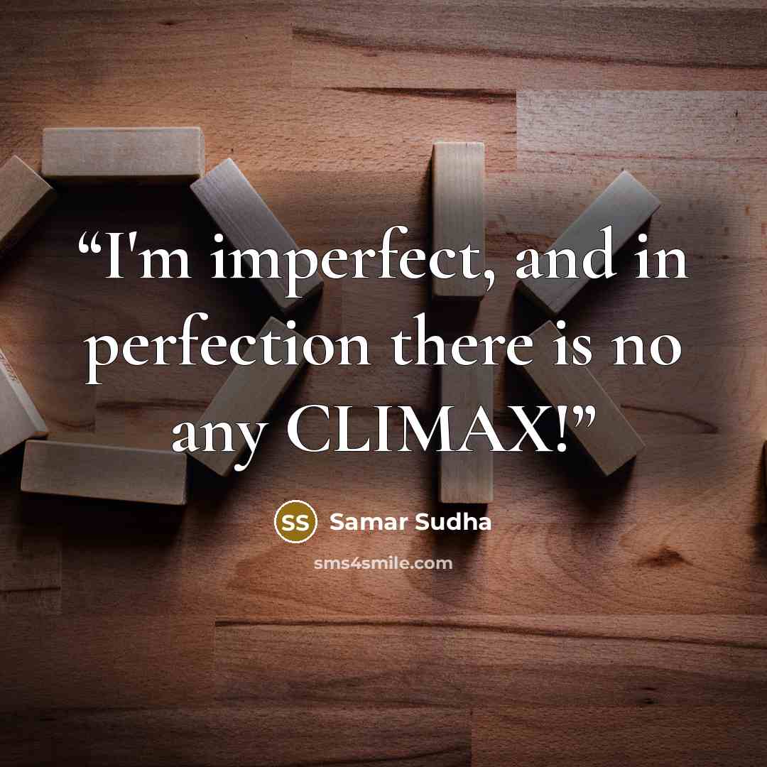 “I'm imperfect, and in perfection there is no any CLIMAX!” quote by Samar Sudha