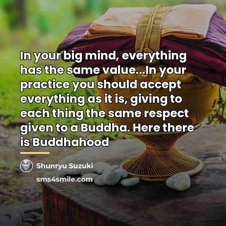 “In your big mind, everything has the same value...In your…” quote by Shunryu Suzuki