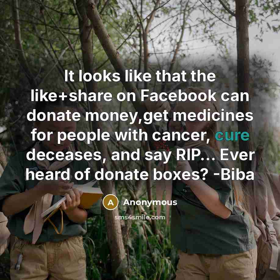 “It looks like that the like+share on Facebook can donate…” quote by Anonymous